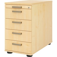 bümö Schreibtisch Schrank abschließbar, Schubladenschrank Holz in Ahorn, Container mit Schubladen - Schubladen Schrank Büro, Schreibtisch Container