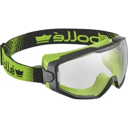 Vollsichtbrille, klare PC-Scheibe, kratzfest & beschlagfrei PLATINUM - Schwarz / Grün Bi-Material PC/TPR Rahmen - Wasserdicht - schwarz