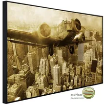Papermoon Infrarotheizung Altes Flugzeug über Manhattan 600 W bunt