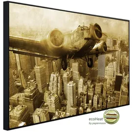 Papermoon Infrarotheizung Altes Flugzeug über Manhattan 600 W bunt