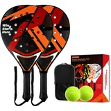 Jouryvue Padel Schläger- mit ABS-Oberfläche und Eva-Schaumkern, für Erwachsene, inklusive Zwei Bällen und Tragetasche, ideal für Beach & Court (Rot)