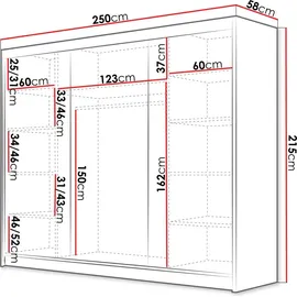 Mirjan24 Schiebetürenschrank Amber VII 250 x 215 x 58 cm Beige