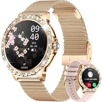 Smartwatch Damen mit Telefonfunktion 1.3" Diamant Fitnessuhr Damen Smartwatch