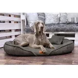 XENIA TEDDY Orthopädisches Hundebett sehr flauschig Tierlando - XXL - olive