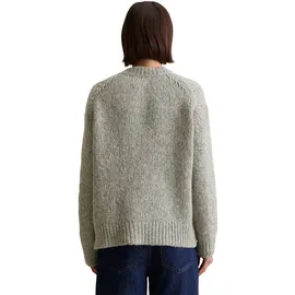 Marc O'Polo DENIM "aus kuscheligem Schurwolle-Alpaka-Mix", Damen, Gr. L, beige (stone melange), Obermaterial: 60% Schurwolle, 16% Polyamid, 12% Polyacryl, 12% Alpaka, unifarben, relaxed fit, Rundhals, Rippbündchen, Strickjacken