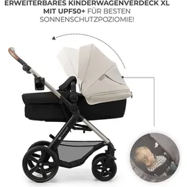 Kinderkraft MOOV 2 3-in-1 Moonlight Grey, Kinderwagen 3 in 1 Kinderwagenset bis 22 kg mit EVA-Rädern