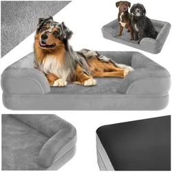tectake® Orthopädisches Hundebett, mit abnehmbarem, wasserdichtem Plüschbezug, rutschfeste Unterseite, waschbar