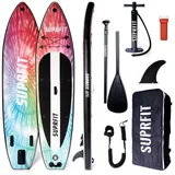 SF SUPRFIT SUP-Board Stand-Up-Paddling Board Batik, als aufblasbares Komplett-Set, Stand Up Paddle Board mit doppelter PVC Schichtung, Optimal ab 60 kg, max 140 kg - 330 x 78 x 15 cm bunt