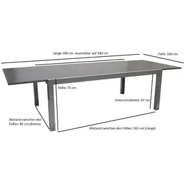 DEGAMO MARINA 7-teilig, Aluminium silbergrau + Kunstgewebe, schwarz