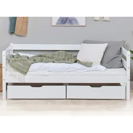 Hoppekids Bettschubkasten HOPPEKIDS "ECO Comfort", weiß, B:153cm H:19cm T:60cm, MDF, Massivholz, Schubladen, Bettschubkasten, auf Rollen in verschiedenen Farben erhältlich 2 St.