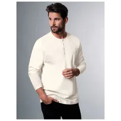 Longsleeve TRIGEMA "TRIGEMA Langarmshirt mit Knopfleiste", Herren, Gr. L, beige (natur), 100% Baumwolle, casual, Langarm, Shirts