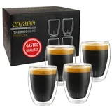 Creano PREMIUM doppelwandige Trinkgläser 250ml - 4er Set - Gastronomie Qualität - 100% Spülmaschinenfest - NEUHEIT 2024