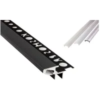 tktrading24 T-40 20° LED Premium Treppenprofil Alu Fliesenprofil 10mm schwarz - 2m klar