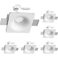 ledscom.de Gips Einbaustrahler GIDS DIY inkl. GU10 Lampe je 450lm weiß 6er Set
