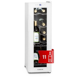 Klarstein Weinkühlschrank Shiraz 12 Slim Uno Weinkühlschrank 32l/12Fl.Touch 85 W 5-18 °C LED, für 11 Standardflaschen á 0,75l weiß