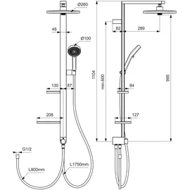 Ideal Standard Ceratwist ALU+ Duschsystem Aufputz 34,5 x 50,1 x 110,4 cm, Badarmaturen, silk black
