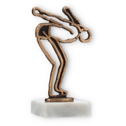 Pokal Konturfigur Schwimmer altgold auf weißem Marmorsockel 15,0cm