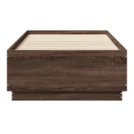 vidaXL Bettgestell mit LED Braun Eichen-Optik 90x190 cm Holzwerkstoff