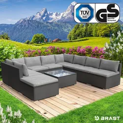 XL Rattan Garten Lounge PARADISE schwarz