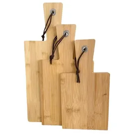 Spetebo - Bambus Schneidebrett 3er Set - 40 / 33 / 29 Cm - Holz Servierbrett In 3 Größen Mit Griff - Küchenbrett Servierplatte Brot Tapas Käse Wurst Platte