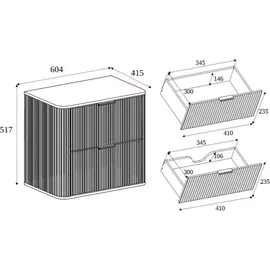 Rodan Waschtischunterschrank | Waschbeckunterschrank - Eiche Haselnuss - Modernes Design - Soft-Close Schubladen - Hängeschrank - Dunkelbraun