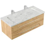 Posseik Waschbecken mit Unterschrank WHITE YAMO 130 eiche gold 130,0 x 55,0 x 50,0 cm