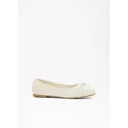 bonprix Komfort Ballerina in bequemer Weite, beige, 38, Vegan