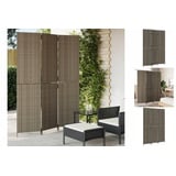 vidaXL Paravent 3-tlg. Grau Poly Rattan