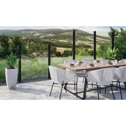 Glas Sichtschutz San Jose - Sichtschutzzaun Serie aus 8 mm ESG Glas - zeitloser Glas-Windschutz für Garten, Terrasse & Balkon