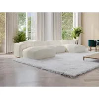 Vente-unique Große Wohnlandschaft - Bouclé-Stoff - Weiß - POGNI