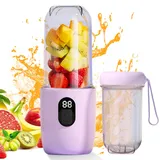 500ml Tragbarer Mixer: Smoothie Maker to Go, Smoothie Mixer mit Digitalanzeige, Portable Blender mit 16-Klingen, USB Aufladbarer Smoothiemaker, Mini Standmixer für Reisen, Büro, Küche, Camping