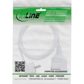 InLine Strom-Verlängerung Schutzkontakt Stecker gewinkelt / Buchse, weiß, 1,5m