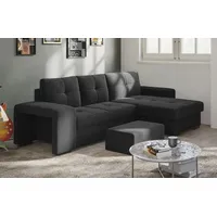 Ecksofa COTTA "Mattina L-Form" Sofas Gr. B/H/T: 268cm x 73cm x 156cm, Microfaser, Recamiere rechts, ohne Bettfunktion und Bettkasten, schwarz inkl. Hocker, wahlweise mit Bettfunktion und Bettkasten