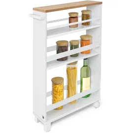 bomoe Nischenregal 15cm breit Hylla 79x50cm Weiß & Eiche Metall, 15x79x50 cm, Esszimmer, Servierwagen