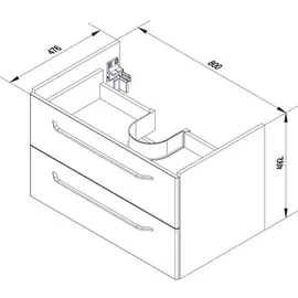 Fackelmann Waschtischunterschrank 2 Schubladen 80 x 49,2 x 47,6 cm Braun