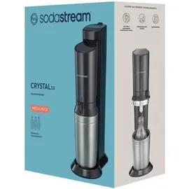 Sodastream Crystal 3.0 schwarz + 1 Glaskaraffe + Zylinder