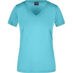 Damen Sportshirt mit V-Ausschnitt - Farbe blau - Größe M