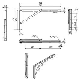 SOTech Wandregalhalter 1 Paar 25 mm x 175 mm x 350 mm