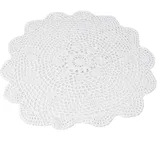 Häkeldeckchen im Vintage-Stil, runde Spitze, Tischdecke, Blumen-Tischdecke, handgefertigt, Baumwolle, Weiß/Beige, 40 cm Durchmesser (Weiß)