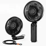 Handventilator Tragbarer, Mini Ventilator 10000mAh Handventilator Akku Aufladbar, bis zu 40 Stunden Laufzeit, Starker Leise 5 Geschwindigkeit Faltbarer Taschenventilator Nackenventilator für Reisen