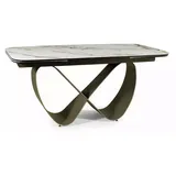 Esstisch Säulentisch Finity Ceramic 160-240x90x75cm Farbe wählbar ausziehbarweiß Marmor matt / Kupferpatina-Effekt - Weiß