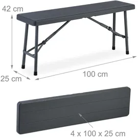 Relaxdays Bierbank 42 x 100 x 25 cm Grau