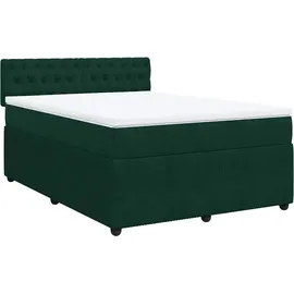 vidaXL Boxspringbett 140 x 200 cm Dunkelgrün