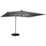 360° Drehbarer Und Neigbarer Sonnenschirm Calvi Led Grau 3x4 M Mit 4 Fliesen Und Hülle