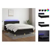 vidaXL Boxspringbett mit Matratze & LED Schwarz 140x200 cm Stoff