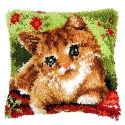 Knüpfkissen "Katze in Wiese"