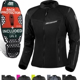 SHIMA RUSH 2.0 Vented wasserdichte Damen mit Protektoren Mesh AIRFORCE Rückenprotektor Sommer Luftig Motorradjacke Wasserdicht Motorradkombi Motorradhose Touren (Schwarz,