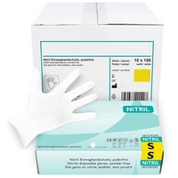 Hypafol Nitril-Handschuhe S-XL, Puderfrei I mit Rollrand, Finger texturiert weiß S