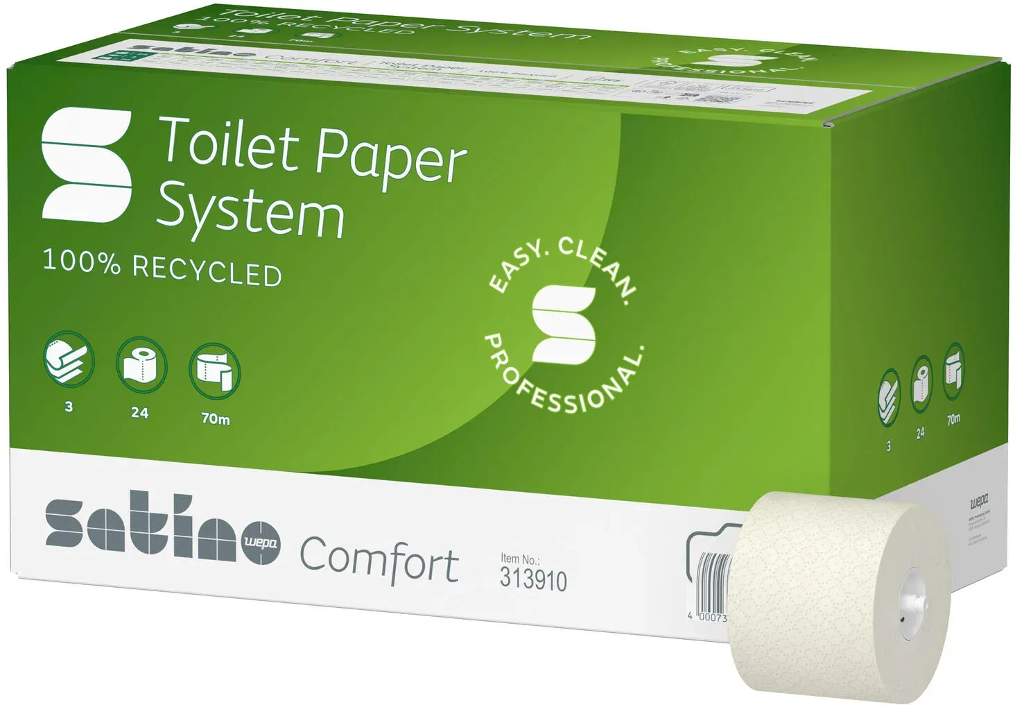 Comfort System Toilettenpapier Großrollen 3-lagig  JT3 System 24 Rollen je 507 Blatt
