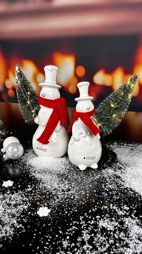 Schneemann Sören mit Schal 20cm LED cremeweiß